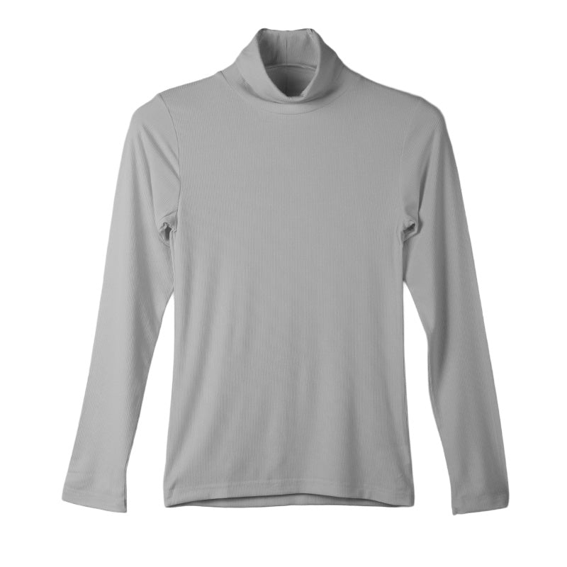 リブ インナー レディース 長袖 タートルネック トップス Tシャツ M L LL 伸縮 ストレッチ 秋 冬 静電気防止 対策 薄手 あったか シンプル 無地 ボーダー 重ね着 レイヤード かわいい おしゃれ カラー 色 (在庫限り)