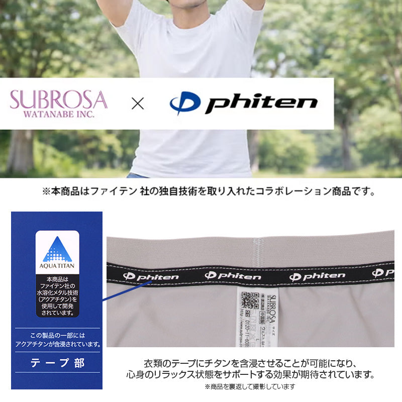 メンズ ハーフボトム 吸水速乾 消臭 UPF50+ スポーツインナー ファイテン phiten ハーフパンツ スパッツ インナーパンツ アンダーウェア ストレッチ 伸縮性 フィット感 アクアチタン 含浸テープ UVカット 紫外線対策 ひざ上丈 男性用 M L LL 紳士