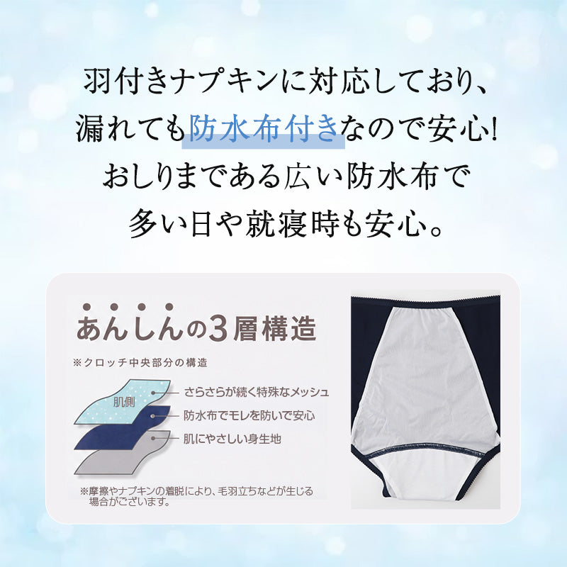 サニタリーショーツ レディース 夜用 綿混 深ばき お腹レース 生理用ショーツ 防水布付き 羽つきナプキン対応 メッシュ素材 深履き ストレッチ 股上深め M L LL 婦人 中学生 高校生 生理用パンツ コットン クロッチ デリケートゾーン 花柄レース