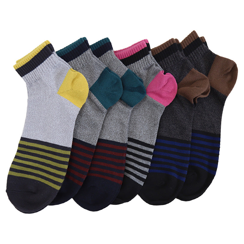 ユニセックス ソックス 大きいサイズ 6足組 厚手 27-29cm 男女兼用 くつした 靴した アソート 六足組 ショートソックス 柄 綿混 (在庫限り)