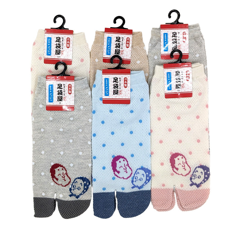 【 お得 】 レディース足袋ソックス スニーカー丈 メッシュ 6足組 23-24cm (レディース スニーカー丈 綿混 足袋 タビ 足袋靴下 足袋型靴下 くつ下 くつした 日本製) (在庫限り)