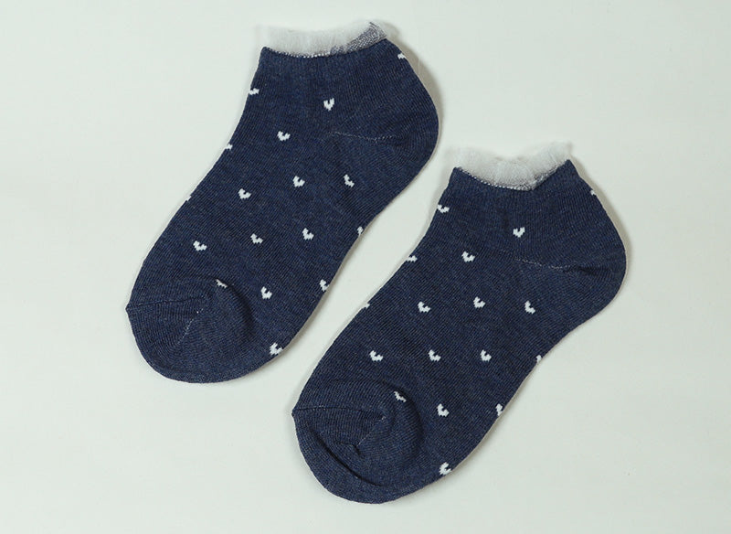 【 お得 】 キッズ スニーカーソックス 靴下 6足組 16-18cm～22-24cm (スニーカー丈 綿混 ソックス くつ下 くつした ハート柄 音符柄)