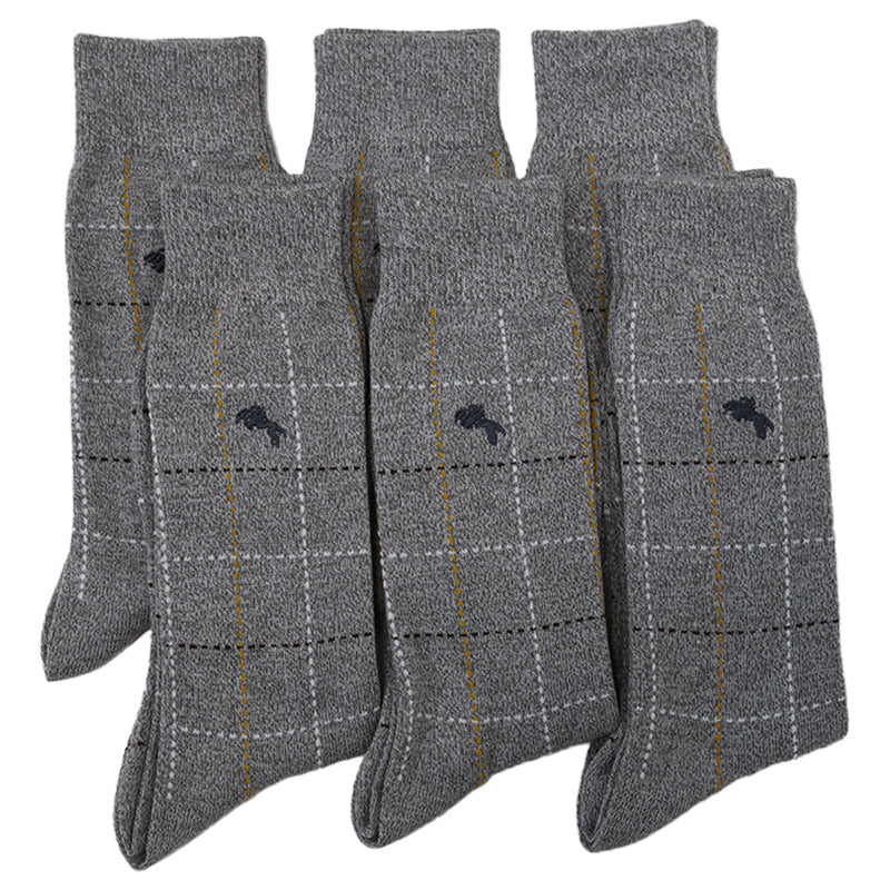 メンズ 靴下 ハイソックス 格子チェック 6足組 25-27cm 男性 紳士 ソックス 6足セット まとめ買い (在庫限り)