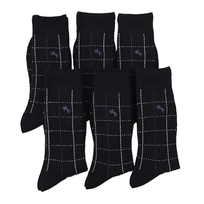 メンズ 靴下 ハイソックス 格子チェック 6足組 25-27cm 男性 紳士 ソックス 6足セット まとめ買い (在庫限り)