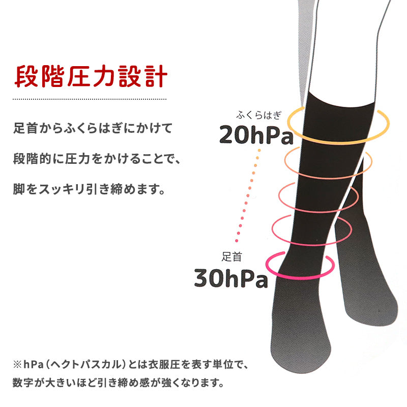 着圧ソックス レディース ハイソックス 23-25cm (着圧 綿混 むくみ 締め付け シンプル 仕事用 看護師 ナース お試し まとめ買い 格安 激安 見切り品 お買い得 セール プライスダウン) (在庫限り)