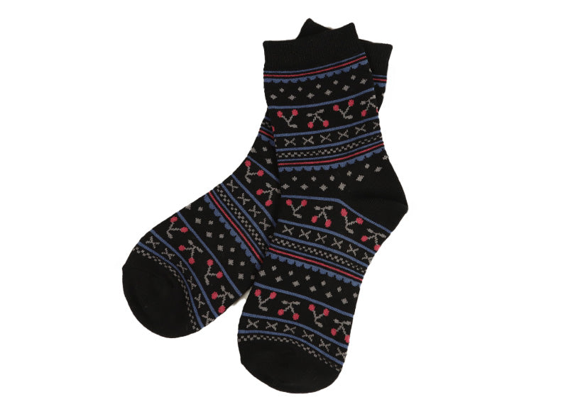 レディース ソックス 抗菌 消臭 靴下 ショートソックス 6足組 22-24cm ショート丈 消臭ソックス 綿混 ソックス くつ下 くつした 花柄 くま柄 (在庫限り)