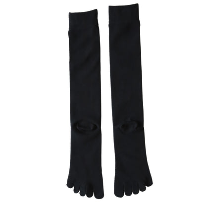 【 お得 】 メンズ 紳士 ５本指ハイソックス  25-27cm (男性 ビジネス 靴下 クルー丈 綿混 5本指 くつ下 くつした 無地 快適)