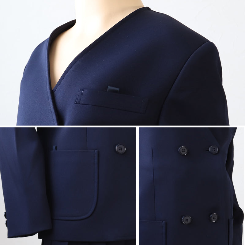 学生服 男女兼用 イートン学生服上衣 ダブル型(B体) 130cmB～160cmB 丸洗いOK タフウォッシュ (送料無料) (取寄せ)
