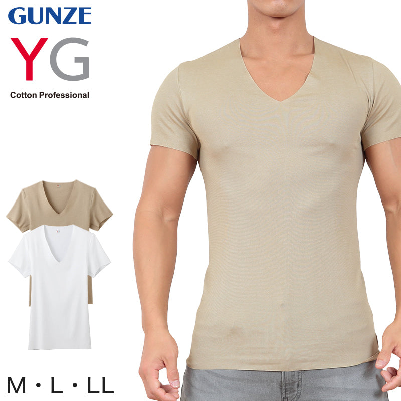 グンゼ YG Vネック Tシャツ メンズ インナー tシャツ M～LL (GUNZE 男性 紳士 半袖 下着 肌着 インナーシャツ v首 CUTOFF シャツ 透けない ひびきにくい 抗菌 防臭 M L LL) (在庫限り)