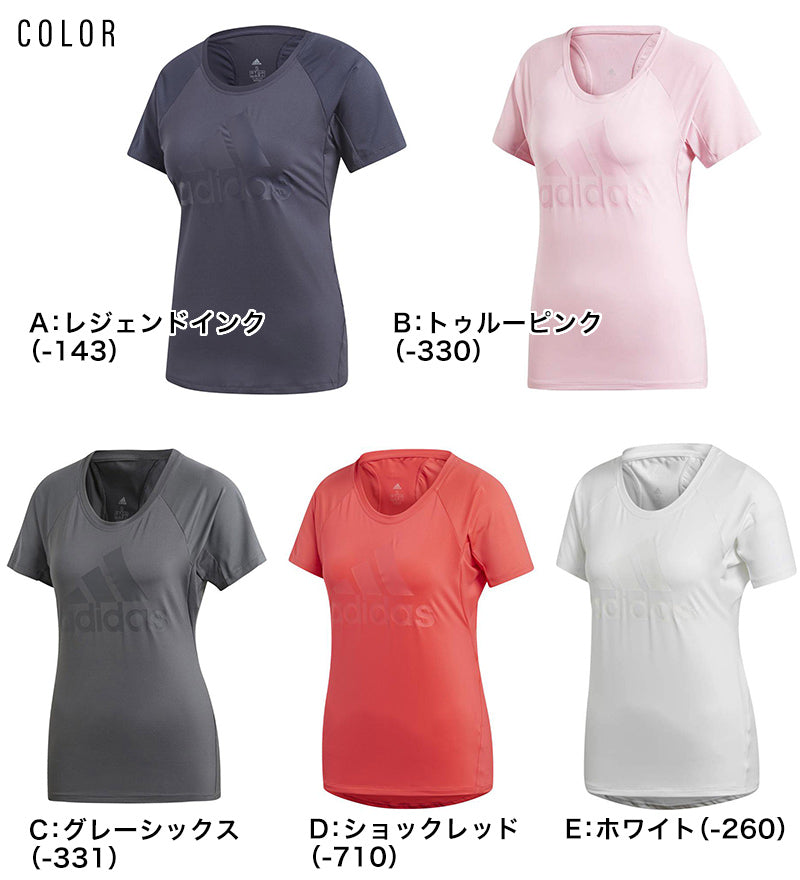 アディダス tシャツ レディース Tシャツ ロゴ 半袖 ジム トレーニング S～2XO (ロゴT スポーツウェア 半袖インナー 大きいサイズ 小さいサイズ ヨガウェア フィットネスシャツ ジム フィットネス ランニング ジョギング ウォーキング) (在庫限り)