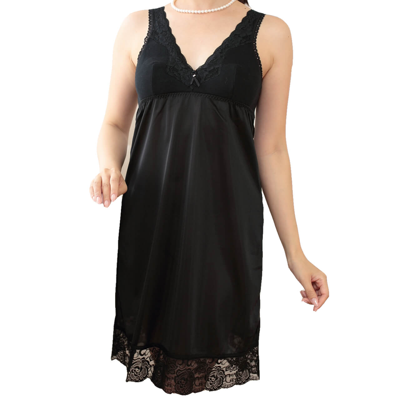 ブラスリップ 素肌工房 礼装 カットレース付きラン型ブラスリップ M~LL (タンクトップ ロング 透けない 大きいサイズあり 綿100% 下着 肌着 シ – すててこねっと本店