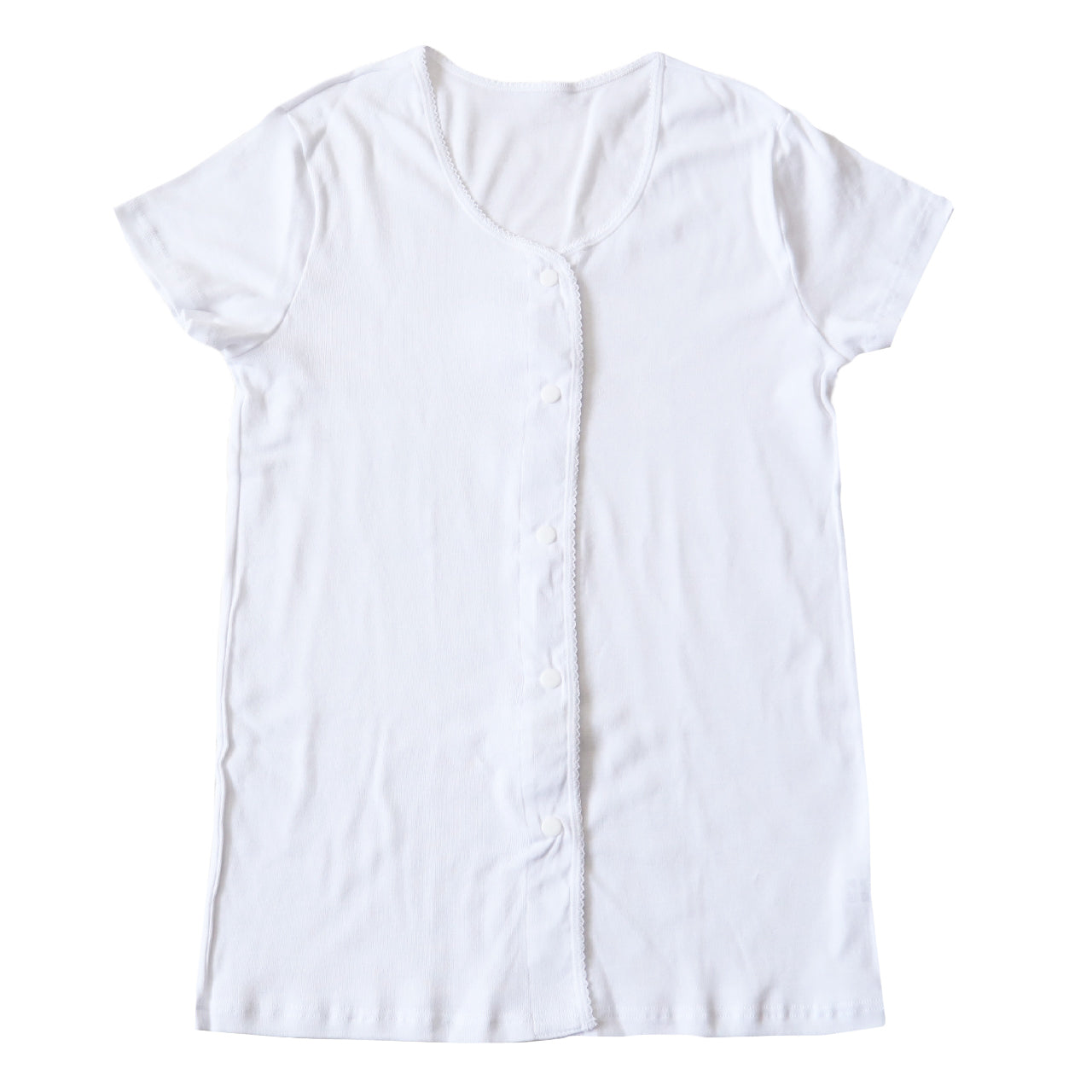 介護 前開き 肌着 シャツ 半袖 レディース 女性 綿100% プラスチック