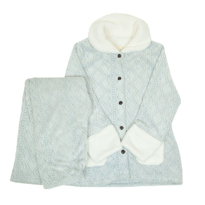 レディース マイクロファイバー ルームウェア 上下セット M・L (パジャマ 婦人 女性 女 ルームウエア 寝間着 部屋着 暖かい あたたかい あったかい モコモコ ふわもこ 防寒 寒さ対策) 【在庫限り】