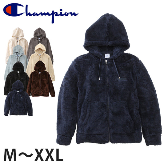Champion ジップフードフリースジャケット M～XL (メンズ レディース パーカー ふわふわ もこもこ) (送料無料) (在庫限り)