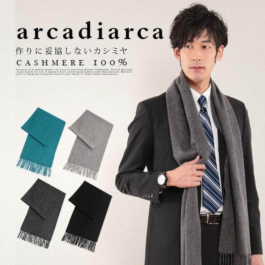 アルカディアルカ カシミヤ100% メンズ無地マフラー フリーサイズ (バレンタイン アルカディアルカ カシミア100% 男性 紳士 カシミヤマフラー カシミア 防寒 彼氏 メンズマフラー ギフト) (送料無料) 【在庫限り】