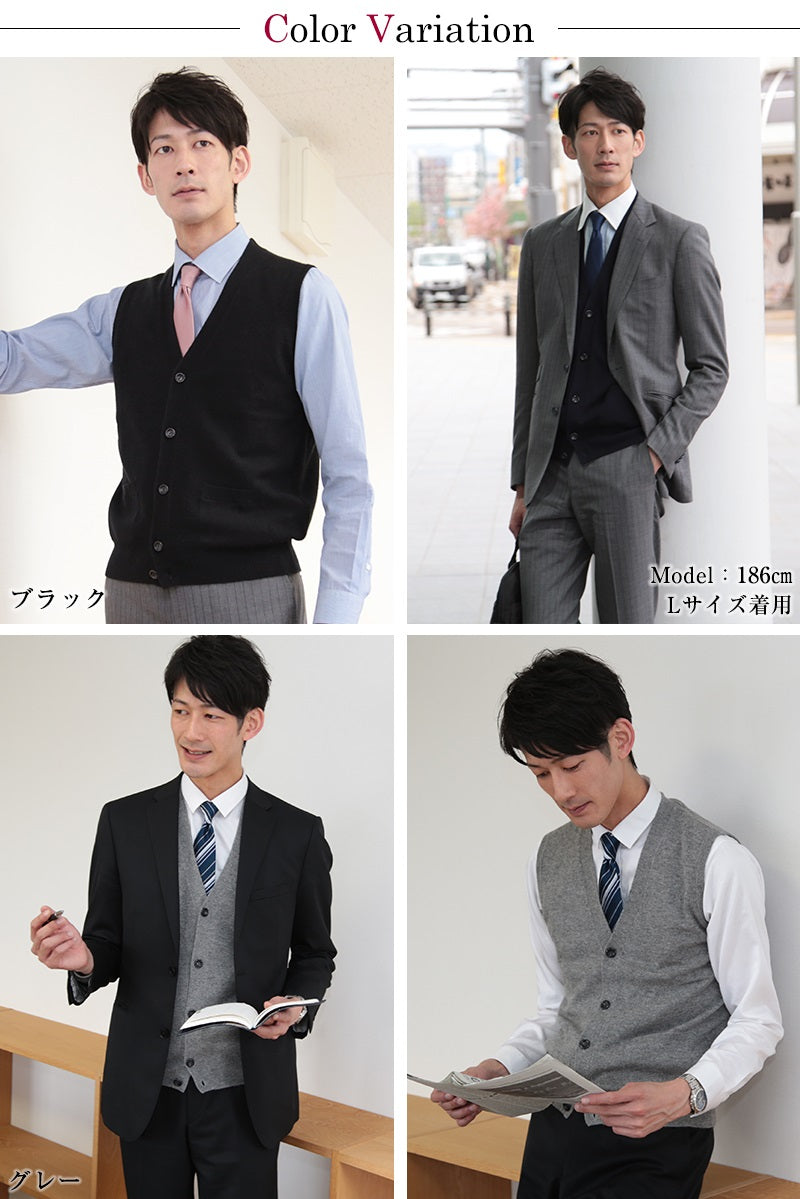 カシミヤ100% 前開きベスト メンズ M～5L (カシミヤ カシミア セーター 男 ニット ベスト カシミヤ100 カシミア100％ 無地 防寒  大きいサイズ ギフト プレゼント arcadiarca) (送料無料) 【在庫限り】