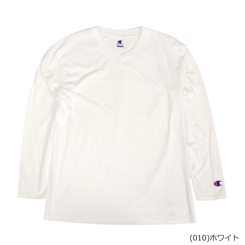 チャンピオン　VネックロングスリーブTシャツ M～LL (Champion シャツ 吸汗速乾 ドライ 通気性 スポーツ) 【在庫限り】