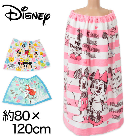 ディズニー 巻きタオル 約80×120cm (ラップタオル バスタオル プール アリエル) 【在庫限り】
