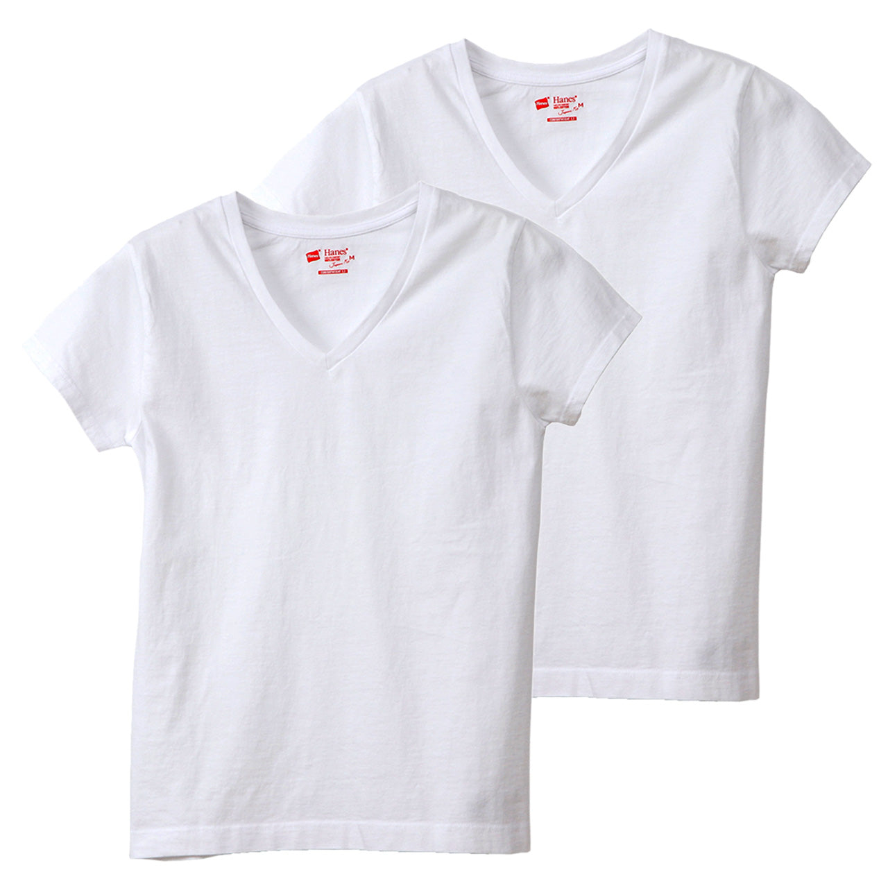 ヘインズ tシャツ レディース vネック 半袖 綿100% ジャパンフィット 2枚組 M・L (Tシャツ 綿 無地 インナー シャツ) (在庫限り)