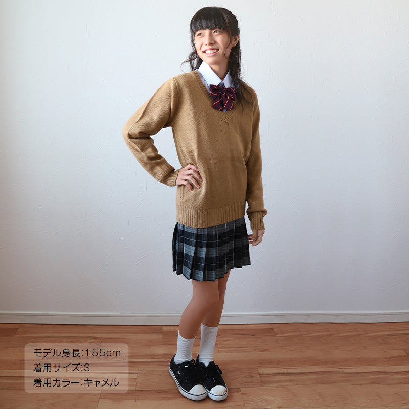 スクールセーター 女子 ウール セーター 学生 vネック S～3L (スクール