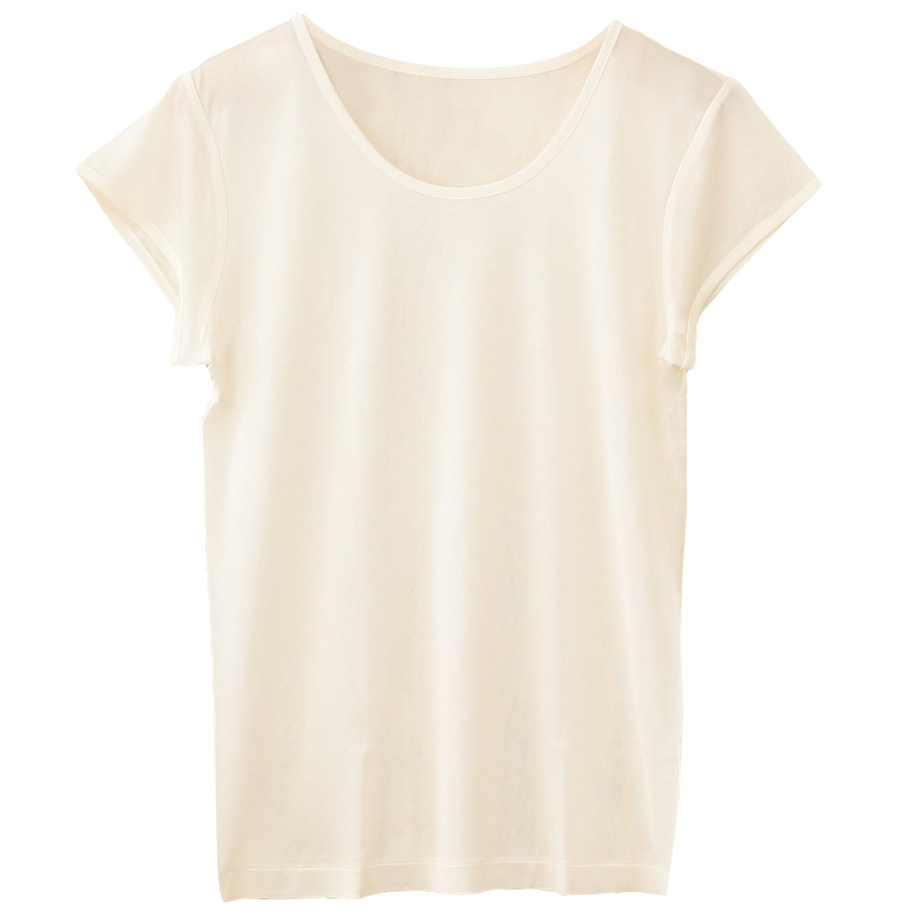 繭衣 シルク100％ ニットフレンチ袖Tシャツ M～LL (Mayui 絹 シルク レディース インナー 下着 アンダーウェア フレンチ袖 Tシャツ 冷えとり)