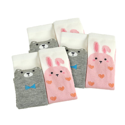 【 お得 】ベビー レッグウォーマー 6足組 新生児～3歳児 (赤ちゃん 幼児 乳幼児 ベビー用品 うさぎ くま 可愛い かわいい パステル プレゼント 贈り物 出産祝い) (在庫限り)