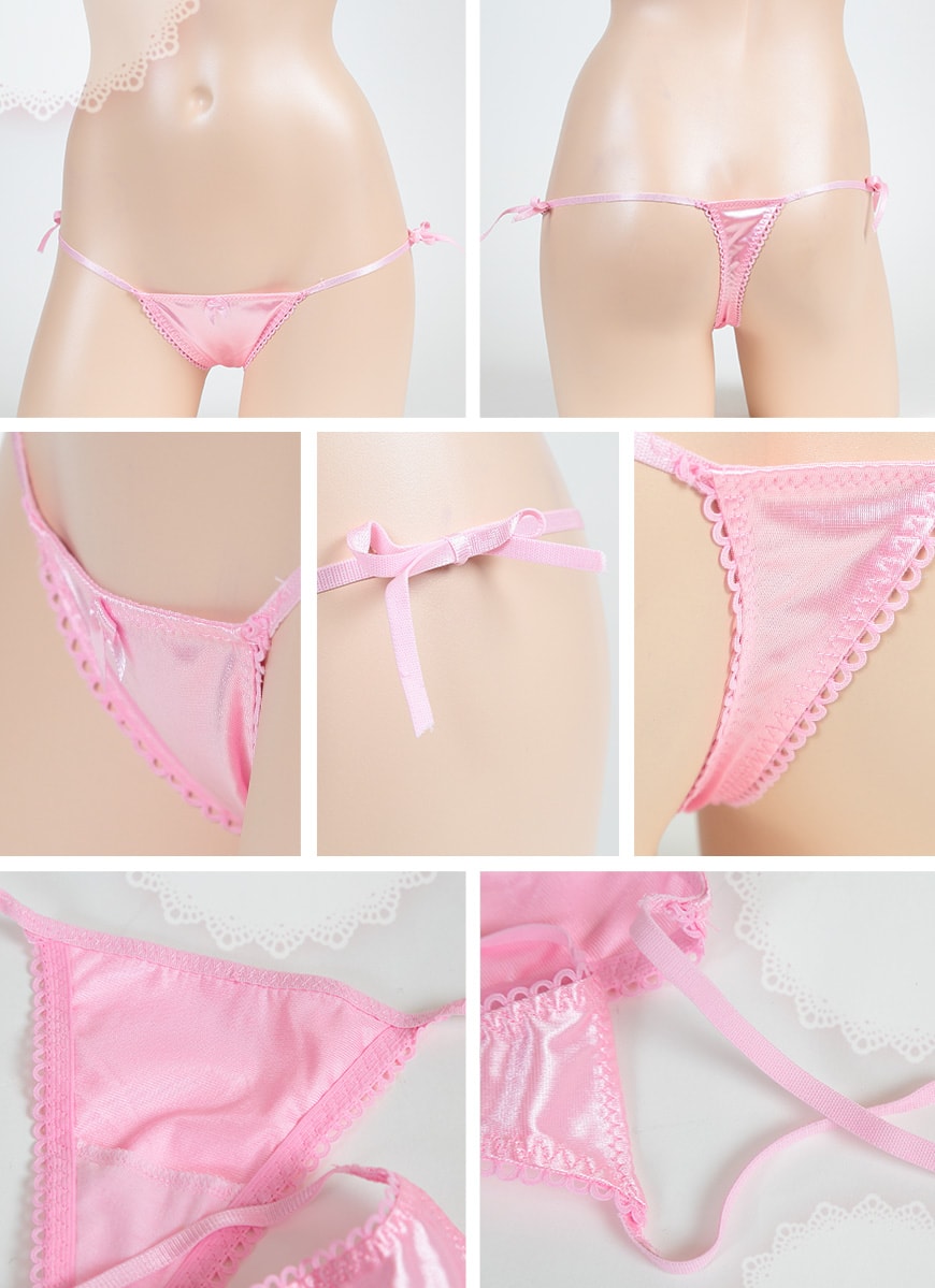 レディース Tバックひもパンティ フリーサイズ (レース リボン ひもパン セクシーランジェリー セクシー下着) 【在庫限り】